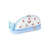 HIKOO DAILY Kawaii - Estuche para lápices de gran capacidad, doble cubierta, impermeable, de poliuretano, suministros de papelería escolar, bonita bolsa de cosméticos, Blue, Talla única