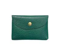 HIKOO DAILY Mini bolsillo de cuero con hebilla simple de cuero vacuno de gran capacidad para tarjetas, monedero, tarjeta bancaria, bolsa para auriculares, verde oscuro, 1 unidad