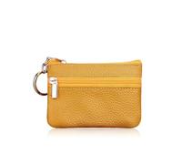 HIKOO DAILY Monedero de piel auténtica para mujer, monederos femeninos, regalos personalizados, monederos con cremallera, bolsa de almacenamiento, Amarillo, 1 pieza