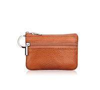 HIKOO DAILY Monedero de piel auténtica para mujer, monederos femeninos, regalos personalizados, monederos con cremallera, bolsa de almacenamiento, Brown, 1 pieza