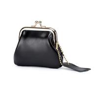 HIKOO DAILY Monedero para mujer, de piel de vaca auténtica, a la moda, monederos pequeños y elegantes, Black, 1 unidad