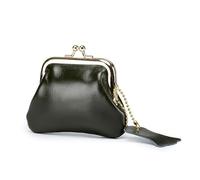 HIKOO DAILY Monedero para mujer, de piel de vaca auténtica, a la moda, monederos pequeños y elegantes, Green, 1 unidad
