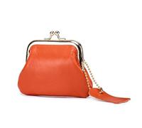 HIKOO DAILY Monedero para mujer, de piel de vaca auténtica, a la moda, monederos pequeños y elegantes, Orange, 1 unidad