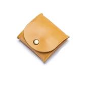 HIKOO DAILY Monedero portátil de piel auténtica con diseño vintage para auriculares individuales para mujeres y hombres, Amarillo, 1 pieza