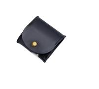 HIKOO DAILY Monedero portátil de piel auténtica con diseño vintage para auriculares individuales para mujeres y hombres, Black, 1 pieza
