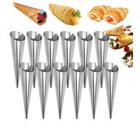 HIKPACKER Cannoli Molde Tubos Set, 12 Piezas Molde de Croissant Juego, Moldes de Cuerno de Crema, Acero Inoxidable Crema Repostería Molde, Molde Croissant, Molde para Canolis, Molde Canutillos