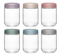 Hikrxya 6 Piezas Tarros de Cristal con Tapa 500ml, Reutilizables Tarros de Avena Nocturna Tarro Cristal Hermetico para Overnight Oats Yogur Mermelada Especias Gachas Cereales