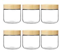 Hikrxya 6 Piezas Tarros de Cristal con Tapa de Bambú, 300ml Reutilizables Tarros de Avena Nocturna Tarro Cristal Hermetico para Overnight Oats Yogur Especias Mermelada Cereales Gachas