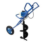 HIKUUER Broca de tierra de gasolina de 2 tiempos con carro de mano, excavadora para postes, 52 cc, 1 L, depósito de combustible 8800 ± 300 rpm, taladro de tierra de gasolina, cilindro único