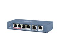 HIKVISION BASIC DS-3E0106HP-E Switch PoE+ de 4 puertos de cobre 10/100 (4 puertos PoE+ extendido 250m) + 2 puertos 10/100. PoE 6