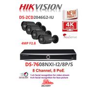 Hikvision DEEP LEARNING NVR KIT DS-7608NXI-I2/8P/S + DS-2CD2046G2-IU (4pcs) N...