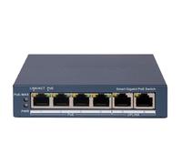 HIKVISION DS-3E1506P-EI Hikvision Gigabit PoE Switch Gestionable - 4 puertos PoE 802.3af/at + 2 Uplink RJ45 - 4 RJ45 10/100/1000