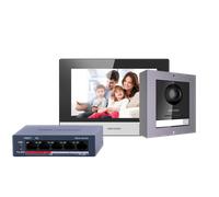 HIKVISION DS-KIS602(B) - Kit de videoportero - Tecnología IP & WiFi - Switch PoE - Placa y monitor - Permite 16 monitores más