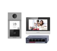 HIKVISION DS-KIS604-S(C) - Kit de videoportero con dos relés - Tecnología IP & WiFi - Switch PoE - Placa y monitor