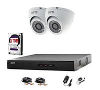 Hikvision DVR CCTV Kit con 4 canales y 2 x Sony cámaras domo 1080p Full HD (blanco) con 2,4 MP Sony CMOS imx323 Full HD TVI & 3,6 mm lente 20 m IR 20 m BNC cables + 1 TB Disco duro (preinstalado)