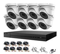HIKVISION HILOOK 8CH CCTV KIT DVR 1080P & 8X 2.0MP FULL HD 1080P Cámaras CCTV Domo Blanco IR 20M Visión Nocturna Sistema de Cámara de Seguridad Fácil P2P (1TB HDD preinstalado)