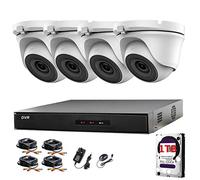 HIKVISION - Kit de CCTV de 4 canales DVR 1080P, 4 x 2.0 MP Full HD 1080P, cámaras color blanco domo IR 20 m visión nocturna, sistema de seguridad P2P (1 TB disco duro)