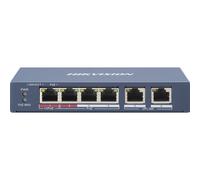 HikVision Switch PoE Fast Ethernet de 4 puertos Hikvision , 60 W, 300 m, Hi-PoE, metal, sin ventilador DS-3E0106HP-E