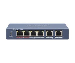 HikVision Switch PoE Fast Ethernet de 4 puertos Hikvision , 60 W, 300 m, Hi-PoE, metal, sin ventilador DS-3E0106HP-E