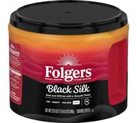 Hikyskin Folgers Black Silk Ground Coffee, Smooth Dark Roast Coffee, 22.6 Ounce Canister