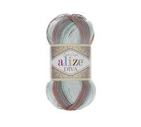 Hilados de microfibra Alize Diva Batik de efecto de seda de ganchillo a mano, hilo turco, lote de 400 g 1532 yd color degradado (5550)