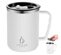 Hilai Coffee Cup Travel Mug 17Oz Insulated Coffee Mug Stainless Steel Travel with Leakproof Lid ＆ Handle Double Wall Vacuum Thermal for Hot and Cold Beverages, White