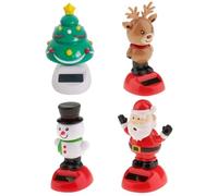 Hilai Figuras de Baile Solar, 4 Piezas, árbol de Navidad, Ciervo, Papá Noel y muñeco de Nieve, Juguetes de Baile Solar, 2, 8 x 4, Pulgadas, cabezones Decorativos Animados para Tablero, Navidad
