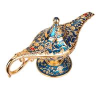 Hilai Lámpara Aladdin Lámpara Genio de Aleación de Zinc Adorno de Escritorio Vintage Aladdin Leyenda Decoración de Mesa Mágica para Oficina Decoración de Mesa para el Hogar Azul
