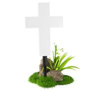 Hilai Luz de Cementerio con Cruz Solar, Cruz de plástico Blanco, luz de lápida para Exteriores, decoración de jardín Luminosa Solar para Patio al Aire Libre, hogar, terraza