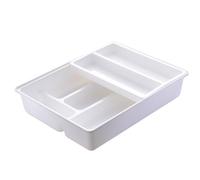 Hilai Organizador de cajones para cubiertos de 2, 10 x 12 x 2, organizador de cajones para cubiertos con rejilla múltiple con capa superior deslizable y extraíble para almacenamiento y organización d