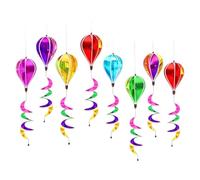 Hilanderos de viento al aire libre - Juego de 8 piezas Molinos de viento rotativos de colores | Decoración de globo aerostático plegable colgante - para jardín pabellón césped patio trasero casa del