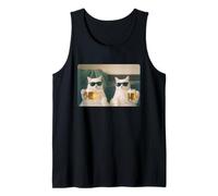 Hilarious White Cats Drinking Beer Meme Funny Cat Beer Meme Camiseta sin Mangas