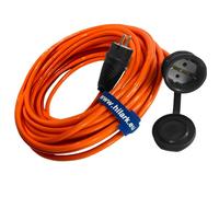 Hilark Cable Tech alargador H07BQ-F 3g2,5 mm (3x2,5 mm), Enchufe y toma de corriente con tapa Schuko, color naranja/azul (15 metro, Naranja)