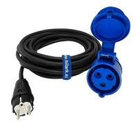 Hilark - Extensión eléctrica H07RN-F 3g1,5 mm (3x1,5 mm), enchufe industrial CEE enchufe de 3 pines, adaptador para camping, caravana, barco, astillero (10 metros, azul, negro)