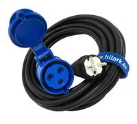 Hilark - Extensión eléctrica H07RN-F 3g2,5 mm (3x2,5 mm), enchufe industrial CEE enchufe de 3 pines, adaptador para camping, caravana, barco, astillero (3 metros, azul, negro)
