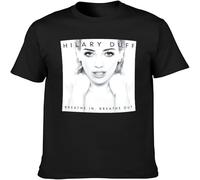 Hilary Duff Breathe in Breathe out T Shirt Mens Unisex Tees Men's Breathable Cotton Crew Neck Plain Tees Black L