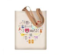 Hiler Punk Bolsa de música reutilizable y comestibles, bolsa de compras y viaje al aire libre, Patrón de instrumentos musicales