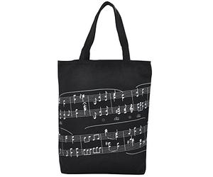 HilerPunk - Bolsa Reutilizable con Patrón Musical, de Hombro, de Algodón Grueso para Compras, Laptop, Libros Escolares (Notación Musical)