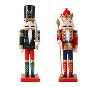 Hileyu 2 Piezas Soldado Cascanueces de Navidad Adorno de Marionetas de Madera 30cm Cascanueces Juguete Clásico Tradicional Navidad Escritorio Decoraciones