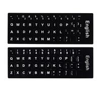 Hileyu Ruso-inglés Etiquetas Adhesivas para Teclado No Transparente Negro con Letras Blancas Teclado de Ordenador Portátil de Sobremesa Etiquetas Adhesivas para Portátil English