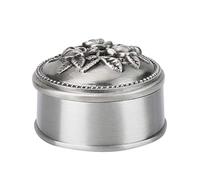 Hililand Caja de joyería Vintage flor tallada diseño redondo Antique mujeres baratija joyería de aleación de zinc para anillo de almacenamiento