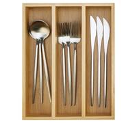 Hilislog Organizador de cubiertos pequeño para cajones, utensilios de cocina, bandeja de cubiertos de bambú, organizador de cubiertos delgado para cajón, cuchara, tenedor, soporte de cubiertos,