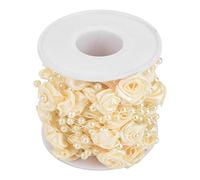 Hilitand 10 m/Rollo De 3 Mm De Rose Perlas De Alambre De La Perla Artificial Guirnalda Cadena De Decoración De La Boda De Bricolaje, Falso Cristal con Cuentas(Beige)