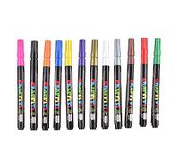 Hilitand 12 Color Acrílico Marcador Graffiti Pluma Pintura Base Agua Para Madera Cerámica Metal Tela Lienzo Papel Vidrio Taza Bricolaje Álbum Negro