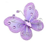 Hilitand 24 unids Navidad Adornos de Mariposa Malla de Alambre Brillo Boda del Banquete de Boda Ropa de Pared árbol decoración DIY Suministros(Purple)