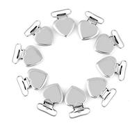 Conjunto de Clips para Chupetes de Bebé, 10 Piezas, Clips de Metal en Forma de Corazón para Cinturones de Bebé y Cinturones de la Diaper, Plateado