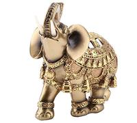 Hilitand Golden Polyresin Estatua de Elefante Escultura Tronco Riqueza Afortunada Coleccionable Estatuilla Regalo Decoración para el hogar Feng Shui Ornamento(L)