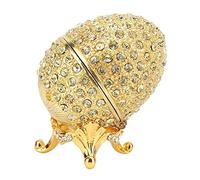 Hilitand - Joyero de huevo de Pascua esmaltado vintage de huevo de colección diamante, caja de almacenamiento de joyas, color dorado