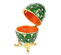 Hilitand Organizador de la joyería Diamante Trinket Box Vintage Faberge Estilo Huevo de colección Esmalte Huevo de Pascua Decoración Artesanía Regalo(Green)