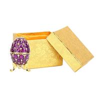 Hilitand Organizador de la joyería Diamante Trinket Box Vintage Faberge Estilo Huevo de colección Esmalte Huevo de Pascua Decoración Artesanía Regalo(Purple)